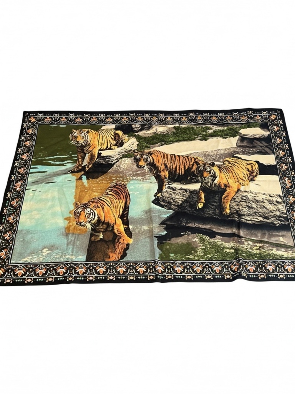 VTG 90s RT Brooklyn Tiger Tapestry 100% Cotton Made in Turkey 58x39